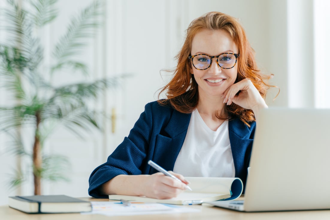 Woman Working on Her Desk